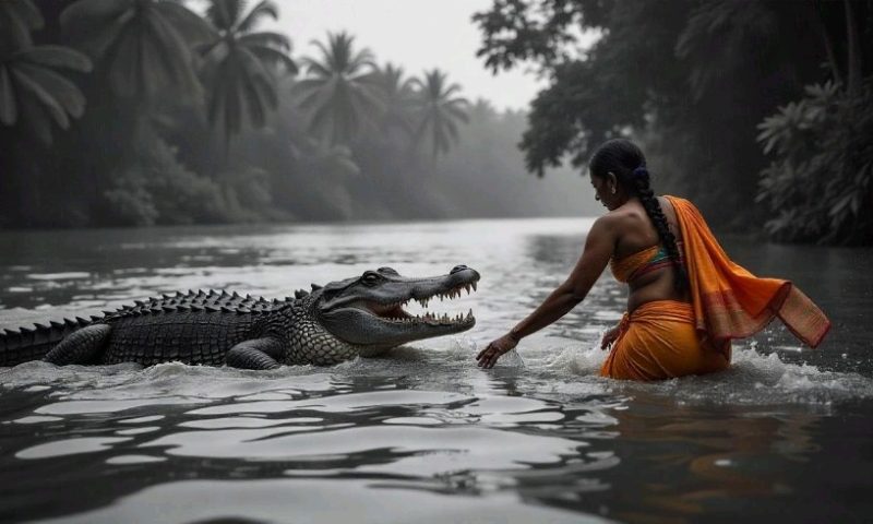 ଗାଧୋଇବା ବେଳେ ମହିଳାଙ୍କୁ ଟାଣିନେଲା କୁମ୍ଭୀର